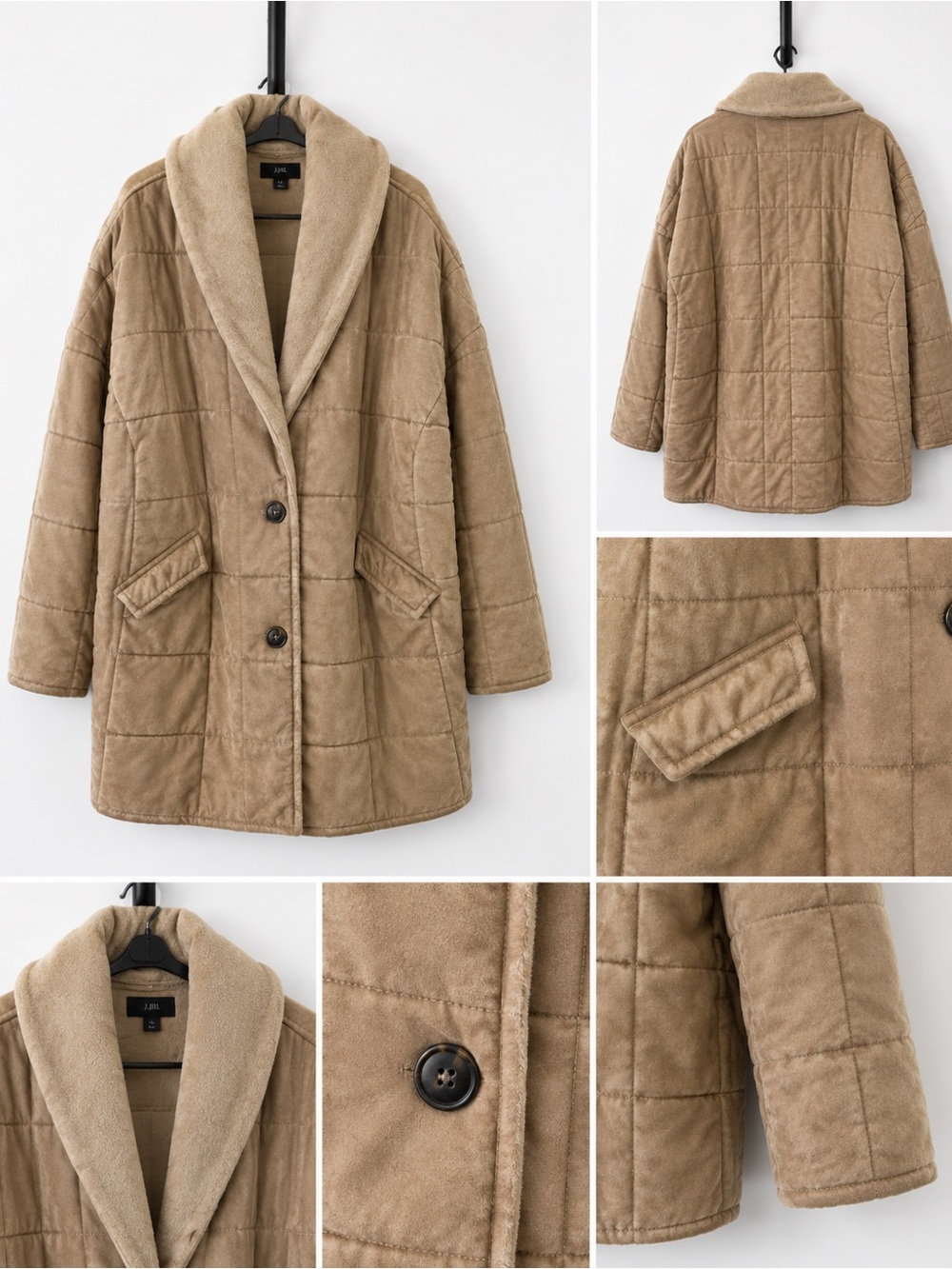 Forever 21 Quilted Beige Shawl-Collar Puffer Coat